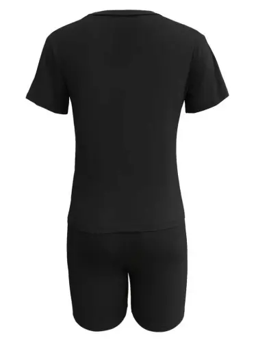 Women's Short Sleeve Anchor Print Viscose Two Piece Set - 5