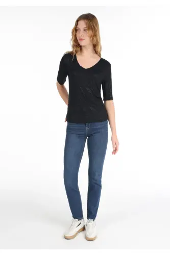 Women's short sleeve, basic black t-shirt. - 3