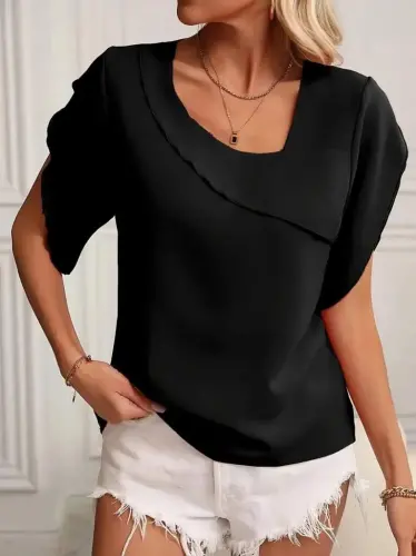Women's Short Sleeve Collar And Arm Detail Jesica Blouse - 3