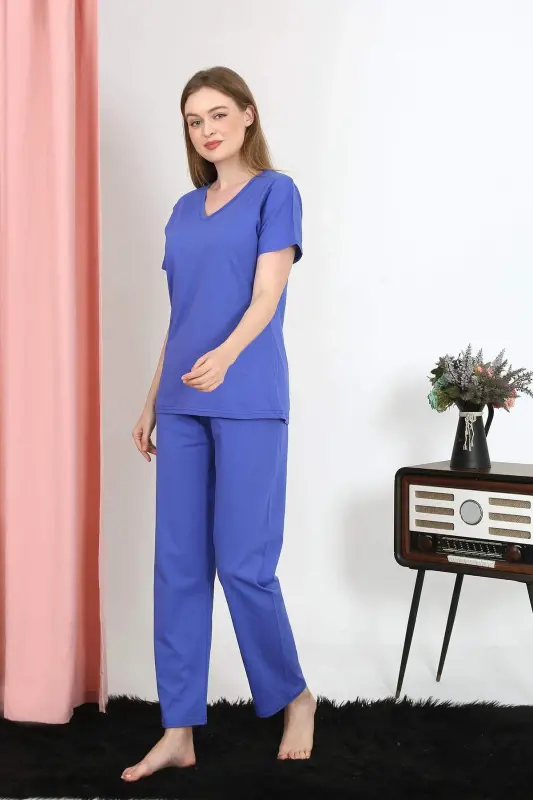 Women's Short Sleeve Cotton Jersey Pajama Set Saks 4213 - 5