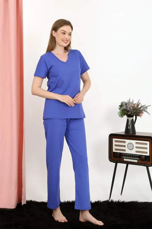Women's Short Sleeve Cotton Jersey Pajama Set Saks 4213 - 6