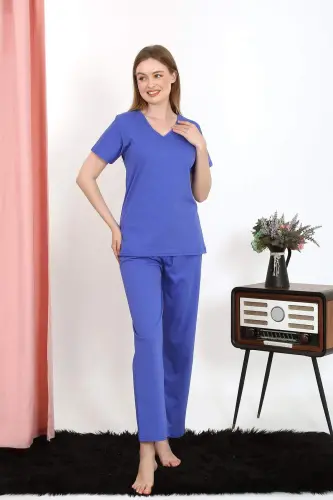 Women's Short Sleeve Cotton Jersey Pajama Set Saks 4213 - 3