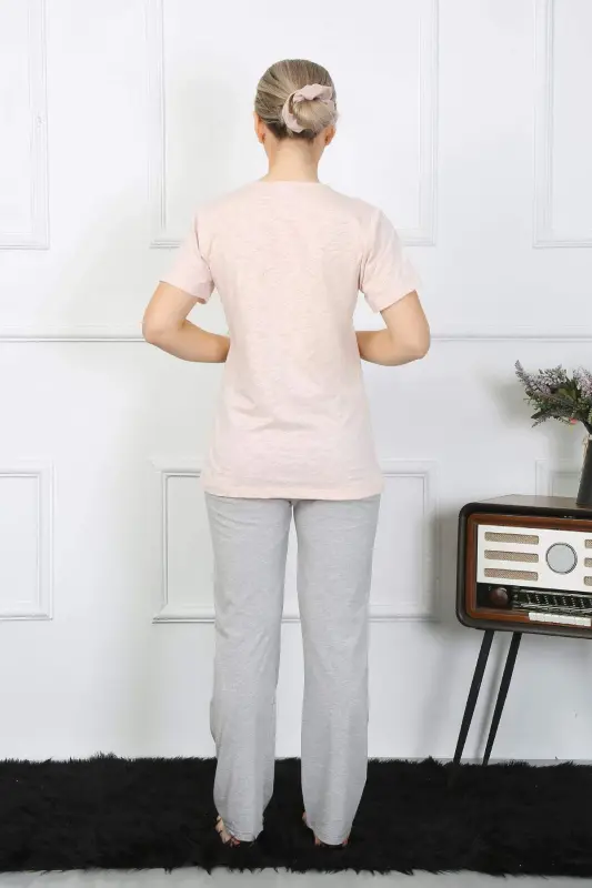 Women's Short Sleeve Cotton Pajama Set 4207 - 1