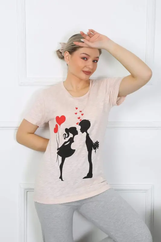 Women's Short Sleeve Cotton Pajama Set 4207 - 6