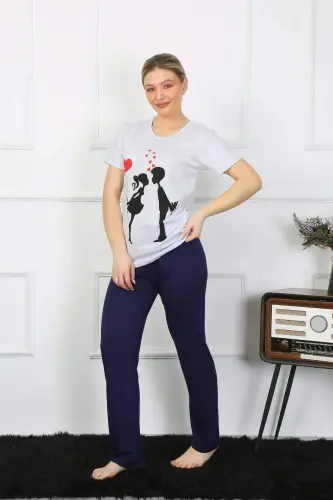 Women's Short Sleeve Cotton Pajama Set 4208 - 3