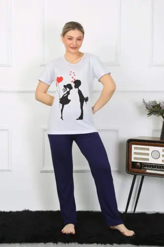 Women's Short Sleeve Cotton Pajama Set 4208 - 1