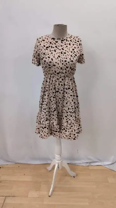 Women's Short Sleeve Crew Neck Patterned Supreme Dress - 8