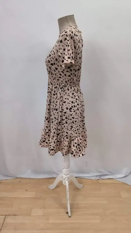 Women's Short Sleeve Crew Neck Patterned Supreme Dress - 9