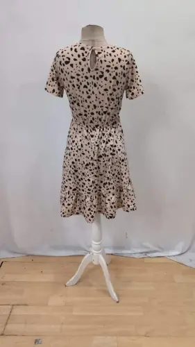 Women's Short Sleeve Crew Neck Patterned Supreme Dress - 10