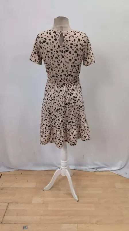 Women's Short Sleeve Crew Neck Patterned Supreme Dress - 10