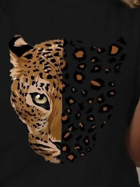 Women's Short Sleeve Crew Neck Patterned Viscose Blouse - 2