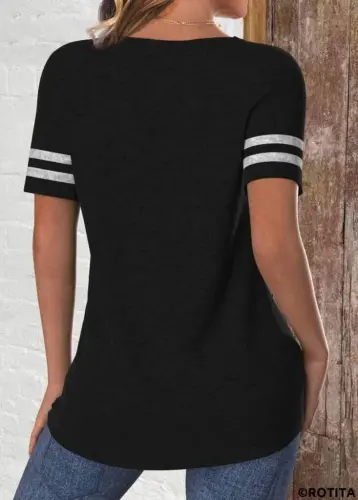 Women's Short Sleeve Crew Neck Two-Color Viscose Blouse - BÜYÜKBEDENIZ (1)