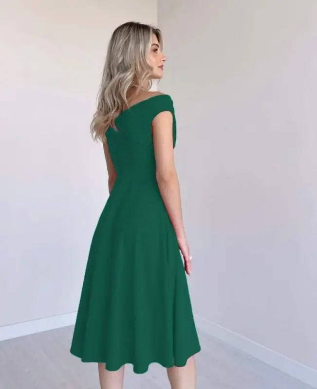 Women's Short Sleeve Crossover Neck Ruffle Hem Crepe Dress - 7