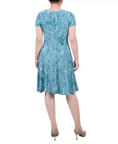 Women's Short Sleeve Jacquard Knit Seamed Dress - NY COLLECTION (1)