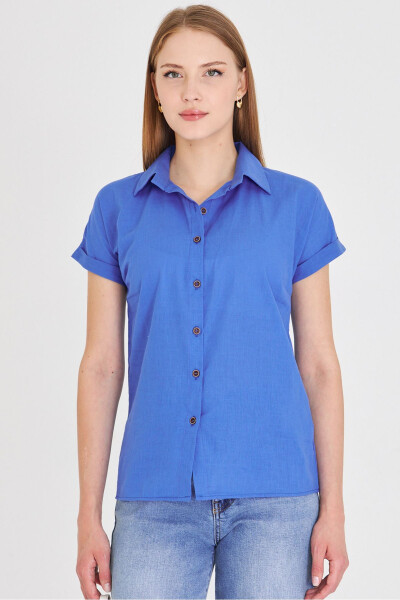 Women's Short Sleeve Linen Shirt ARM-24Y001038 - ARMONIKA (1)