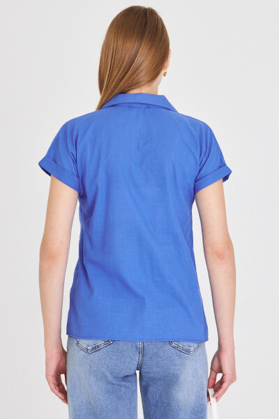 Women's Short Sleeve Linen Shirt ARM-24Y001038 - 5