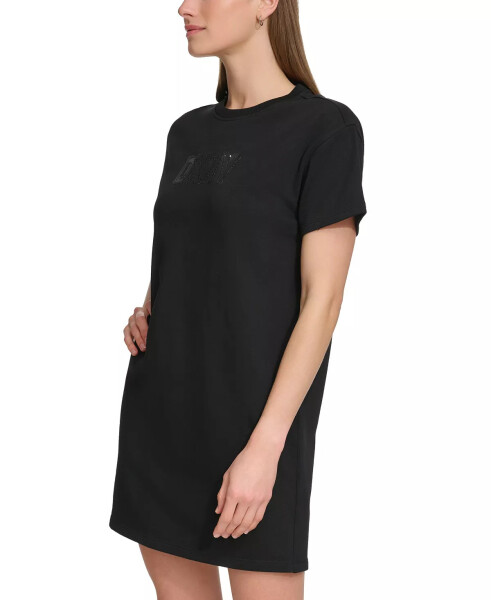 Women's Short-Sleeve Long Logo T-Shirt Dress Black - 6