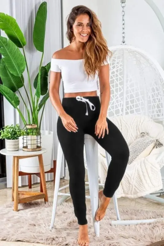 Women's Short Sleeve Madonna Collar Viscose Crop Blouse Pocketed Two Thread Tracksuit Set - 2