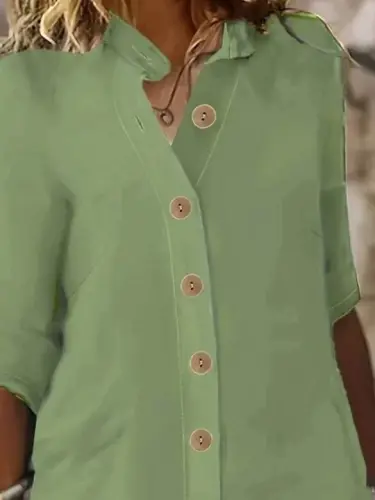 Women's Short Sleeve Mandarin Collar Button-Down Short Muslim Dress - BÜYÜKBEDENIZ (1)