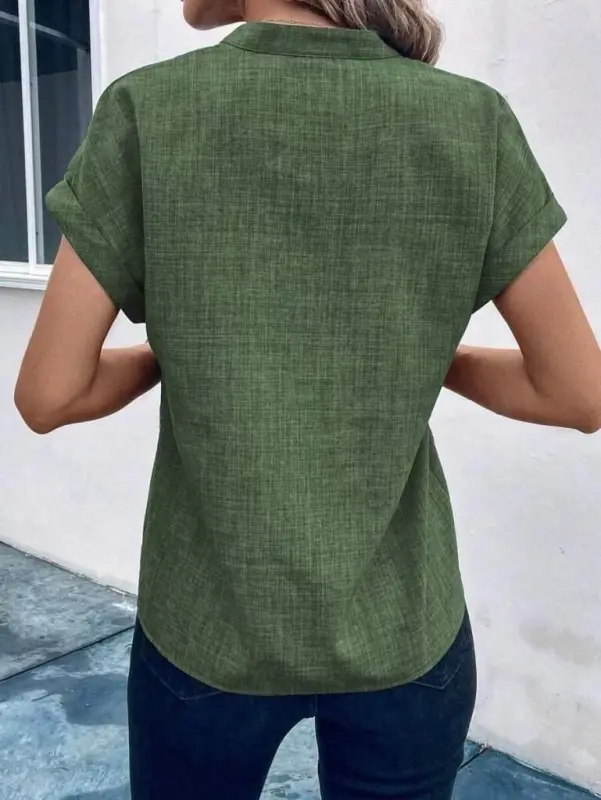 Women's Short Sleeve Mandarin Collar Sofia Blouse - 2