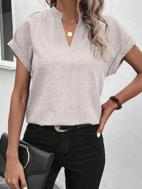 Women's Short Sleeve Mandarin Collar Sofia Blouse - 1