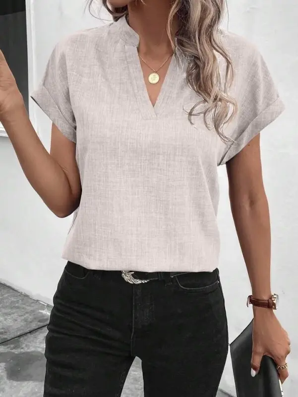 Women's Short Sleeve Mandarin Collar Sofia Blouse - 4