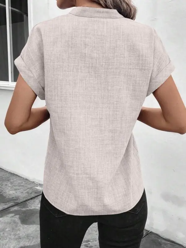 Women's Short Sleeve Mandarin Collar Sofia Blouse - 5