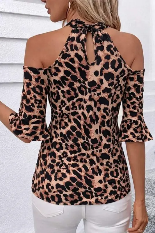 Women's Short Sleeve Off-Shoulder Front Cross Detail Interlock Blouse - 3