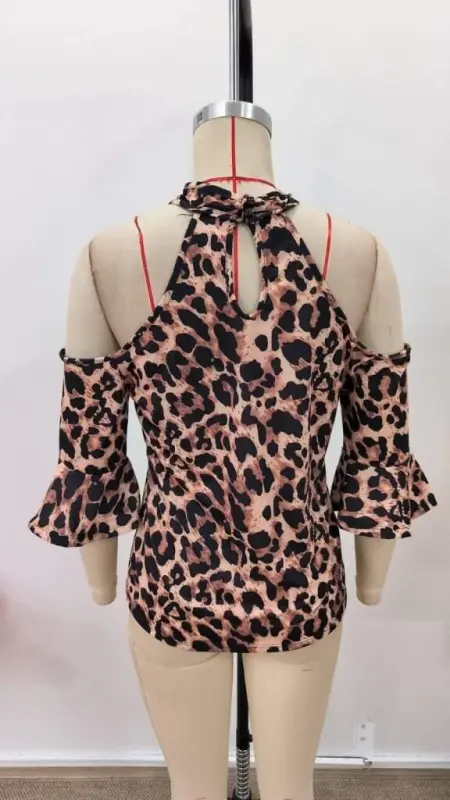 Women's Short Sleeve Off-Shoulder Front Cross Detail Interlock Blouse - 8
