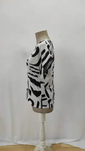 Women's Short Sleeve Round Neck Patterned Supima Blouse - 6