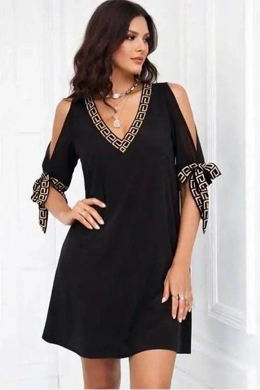 Women's Short Sleeve V-Neck Short Sandy Dress - 4