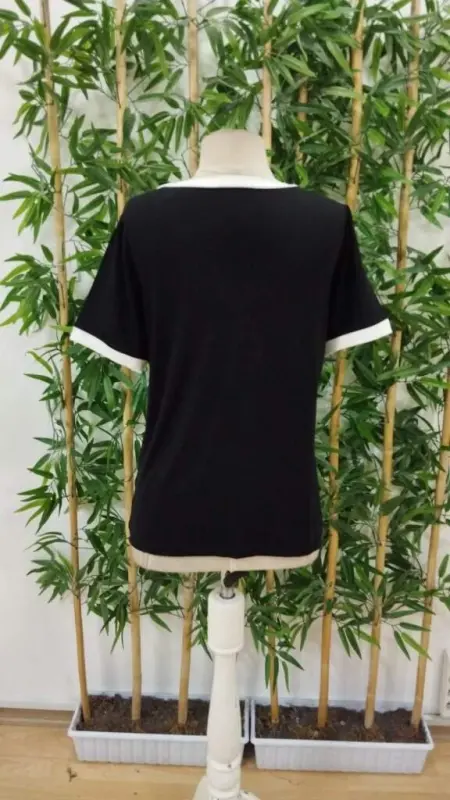 Women's Short Sleeve V Neck Viscose Blouse - 3