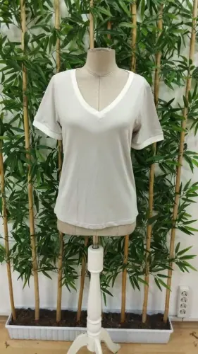 Women's Short Sleeve V Neck Viscose Blouse - 4
