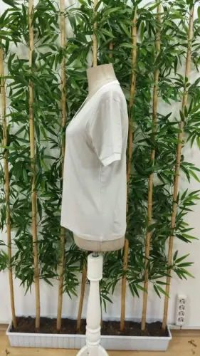 Women's Short Sleeve V Neck Viscose Blouse - 5