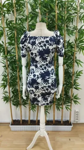 Women's Short Sleeve Wrap V-Neck Floral Print Supima Dress - 5