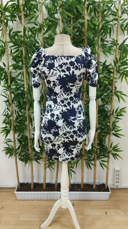 Women's Short Sleeve Wrap V-Neck Floral Print Supima Dress - 5