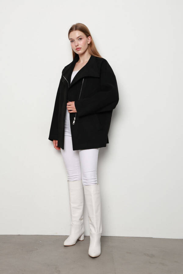 Women's Short Zippered Cashmere Coat - 4