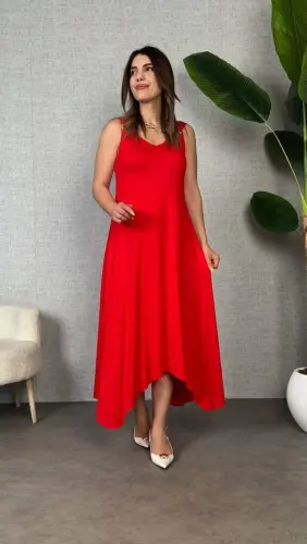 Women's Shoulder Strap Buckle Detail Maxi Size Dress - 3