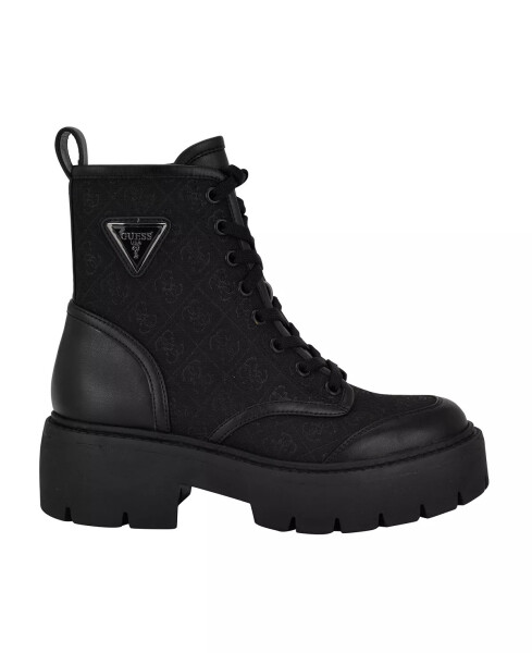 Women's Shun Triple Triangle Lace-Up Lug Sole Combat Boots Black Logo - 2