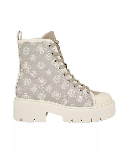 Women's Shutter Lace-Up Logo Pattern Combat Boots Ivory Logo Multi - 2