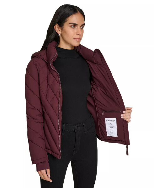 Womens Side-Panel Hooded Katlanabilir Dolgulu Mont, Modazone Bordeaux için Üretildi - 6