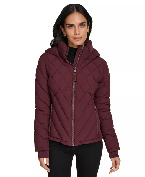 Womens Side-Panel Hooded Katlanabilir Dolgulu Mont, Modazone Bordeaux uchun Ishlab Chiqarilgan - 1