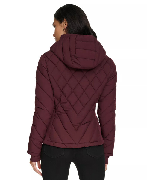 Womens Side-Panel Hooded Packable Puffer Coat, Created for Modazone Bordeaux - 2