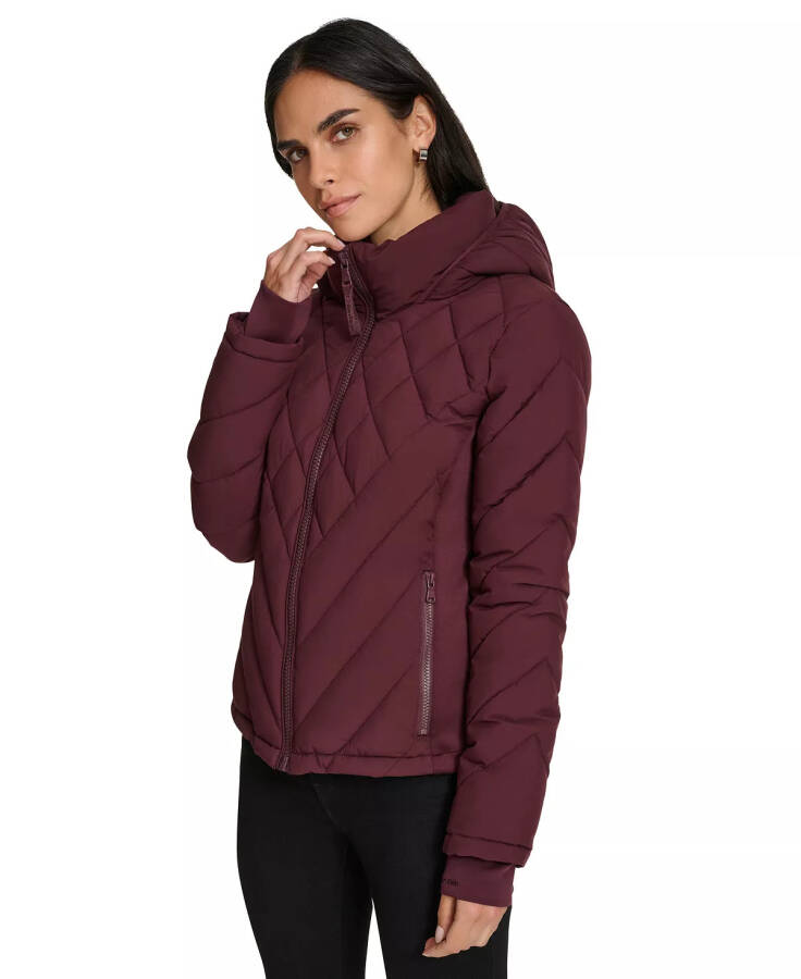 Womens Side-Panel Hooded Packable Puffer Coat, Created for Modazone Bordeaux - 3