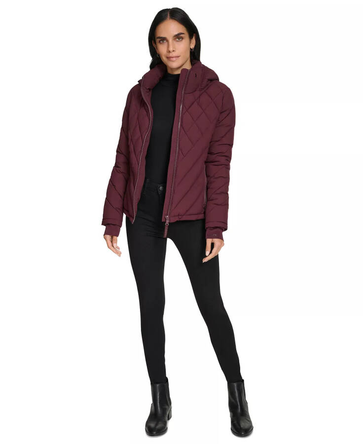 Womens Side-Panel Hooded Packable Puffer Coat, Created for Modazone Bordeaux - 7