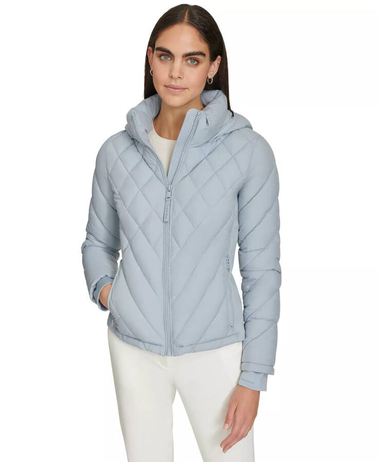 Womens Side-Panel Hooded Packable Puffer Coat, Created for Modazone Soft Chambray - 1