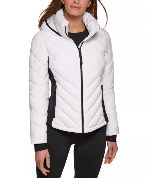 Womens Side-Panel Hooded Packable Puffer Coat, Created for Modazone White - 1