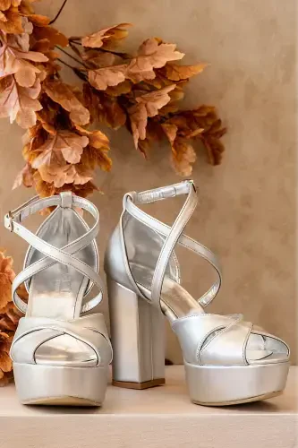 Women's Silver Bridal Shoe-SILVER - 1