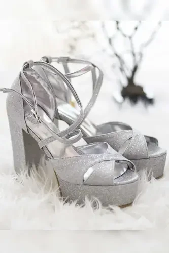 Women's Silver Bridal Shoe-SILVER - Modazone (1)