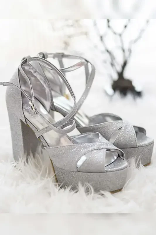 Women's Silver Bridal Shoe-SILVER - 2